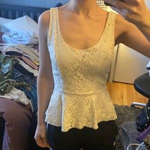 Cream lace peplum top